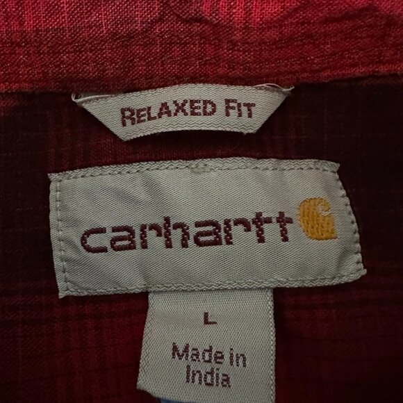 Carhartt Mens Button Up Down LS Long Sleeves Flannel Shirt Red larger - Picture 4 of 5